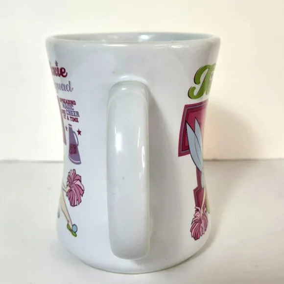 Tinker Bell Coffee Mug Cup Disney Store Tink Pixie Squad Cheer Pink Green - Picture 4 of 9
